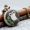 Students glue owl pocket watch Quartz 27mm necklace vintage jewelry wholesale Korean sweater chain European and American hanging watch