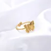 結婚指輪Fysara調節可能な蝶ステンレス鋼のリングゴールドキュービックスタックフィンガージュエリー