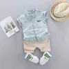 Мода мальчики детские летние письма одежды набор печати с коротким рукавом рубашка + брюки для младенческого малыша мальчик одежда 1 2 3 4 года G220310