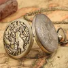 Bronze carpe montre de poche demi chasseur boîtier hommes femmes Quartz analogique montres collier pendentif chaîne horloge à collectionner