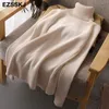 thick Knitted Women high neck Sweater Pullovers Turtleneck Autumn Winter Basic Women Sweaters Slim khaki jacket Pullovers 201224