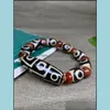 Métal Peinture Arts, Artisanat Cadeaux Maison Jardin Usine En Gros Agate Trois Yeux Tibet Perles Bracelet Mens Live Supply Drop Delivery 2021 1