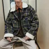 남자 다운 파카 파카 겨울 남자 재킷 두꺼운 따뜻한 캐주얼 패션 격자 무늬 레트로 느슨한 면화 코트 남자 옷 파카 남자 스트리트웨어 1