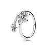 Yüksek kaliteli% 100% 925 STERLING Gümüş Fit Pandora Yüzük Yaptıcı Yüzük Çiçeği Dört Bırak Parlak Halo Mücevher Nişan Severleri FA213E