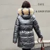 Manteau épais femme longue veste solide femmes hiver surdimensionné à capuche avec col en fourrure mince vêtements d'extérieur chauds parka décontractée mujer 201210