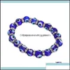 Cuentas, hebras Pulseras Joyas Con cuentas Moda Hombres Mujeres Color azul Forma redonda Forma Evil Eye Beads Lampwork Glazed Glass Bead Energy Yoga Crys