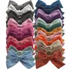 24 pcslot 4 inches Hand Tied Cotton Linen Hair Bow Clips Baby Girls Fabric Bow nylon Headbands Baby shower gift Y2007106660574