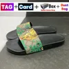 2022 Diapositives de designer Mens pantoufles pour femmes avec boîte originale Sac de poussière Bloom Fleurs Impression en cuir Web chaussures de luxe Sandales d'été de luxe