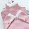 Fashion-Korean Moda Patchwork Ciepły sweter Kobiety Elegancki Z Długim Rękawem Slim Turtleneck Koszula z dzianiny Chic netto przędza Ruffle Pullover Top