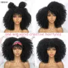 Peruca sintética de cabelo Cosplay Curto Afro Kinky peruca encaracolado com franja para mulheres negras cosplay lolita cabelo natural ombre misturado marrom sintético perucas africanas sintéticas 220225