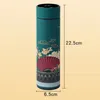 Retro kinesisk stil termoflaska kopp Smart temperatur Display Dricable Heat Hold Vakuumkolv för Thermos Muggar Koppar 500mla42