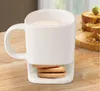 Ceramic Mug set White Coffee Biscuits Milk Dessert Cup Tea Cups Side Cookie Pockets Holder For Home Office 250ML ZWL64-WLL