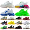 Paris fond de cristal Hommes Femmes chaussures de course de designer triple plate-forme Baskets pour hommes arc-en-ciel blanc bleu jaune formation Baskets course de sport pointure 35-45