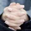 Valse nagels korte glitter natuurlijke nagel gouden rand schattige elegante vooraf ontworpen vinger rond glanzende tips prud22