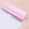 Metaal 6-gat punch roze vaartuig Punch Paper Cutter Verstelbaar DIY A4 A5 A6 Losse bladpapier Punch Punch Sleep-kantoor Stationery T200107