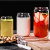 Sublimation New 12/15oz Creative Sequins Glass Can shape Bottle with Lid and Straw Summer Drinkware Mason Jar Juice