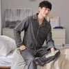 Mäns sömnkläder 100 bomullspyjamas för män Plaid Grey Bedroom Lounge Sleepwear Pyjamas Winter Home Clothes PJs Mans Pijama Hombre Invierno 220924