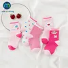 10 peças / lote 5Pair unisex skarpetki meia recém-nascido crianças menino rosa coelho knit algodão macio bebê meias adorável menina miaoyoutong 201112