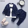 Conjunto de ropa de moda para bebés, trajes de corbata para niños, chándal de alta calidad para otoño y primavera, trajes de fiesta de boda para niños 220218