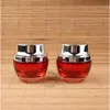 10pcs/Lot High Quality 30g Glass Red Cream Jar Women Cosmetic Container Lotion Vial Sliver Cap 1OZ Eyeshadow 30ml Refillable Pot