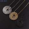 MHS Sun Luxury Round CZ Zircon Necklace Katolska Cross Pendant Chain Halsband Collier Femme Gold Color Jewelry Christmas Gift232L