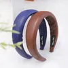 Кожа PU Губка оголовье Модные сгущаться Hairband Ободок Женщины Девушки Аксессуары для волос Головные уборы Обруч для волос