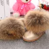 Echt Leer Kinderschoenen Kinderen Snowboots Natuurlijke Grote Vossenbont Koude Winter Jongens Meisjes Warme Botas Baby Laarzen 201113