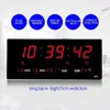 Large Electronic Wall Clock Alarm Hourly Chime Function Calendar Temperature Display Table Clocks With Plug Digital LED 220115