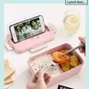 Bento Boxes Microwave Lunch med sked Chopsticks Vete Straw Ceries Food Storage Container Children Children School Office 220930