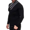 Suéteres tejidos con diamantes para hombre, ropa de tendencia a la moda, jersey de cuello alto de manga larga, suéter informal de otoño para hombre, Tops ajustados