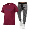 2022 Summer Fashion Leisure Cotton T-shirt + trousers Men's Set Tracksuit Sportswear Track Suits Male Sweatsuit Short Sleeves T shirt