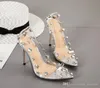 New Women Sexy Shoes PVC Transparent Diamond Lady Single Shoes Pointed Toe 11cm Heel Size 35-42