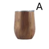 12oz Wine Tumbler Wood Grain Cup Coffee Mugs Wine Glass Water Bottle 2 Layer Vacuum Insulated Wedding Party Champagne Mugs with Lid