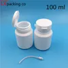 50 PCS 100 ml白いプラスチック空のボトルピルルースパウダーコンテナ補充可能なパッケージポット無料配送用化粧品クリームジャー良い量