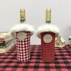 Anjule red and white plaid bottle set Plush cloth Christmas decoration6608628