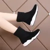 Moda dziewiarska skarpetki sneakers stretch kostki buty kobieta miękkie włączone buty śniegowe kobiety futro pluszowe platformy grube botas y200915