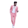 2022 Handsome Pink Mens Passar Bröllop Tuxedos Slim Fit Peak Lapel Två stycken Groom Formell Wear Male Men Prom Party Blazer (Jacka + Byxor) Sky Blue Black White Suit