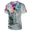 T-shirts pour hommes impression 3D T-shirt d'été décontracté à manches courtes mode Splash encre avancée T-shirt coloré