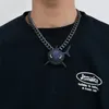 Cool Mens Hip Hop Naszyjnik Pozłacany Lód Out Bling Blue CZ Shark Wisiorek z CZ Cuban Chain dla mężczyzn Punk Biżuteria Prezent