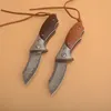 1Pcs New Small VG10 Damascus Steel Клинок Шаровой подшипник Flipper Складной нож Rosewood + нержавеющая сталь лист Ручка ивовый прут нейлоновая сумка