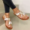 Flops Flip Flops Bohemia Borla Sandálias de Verão Clip Toe Senhoras Sapatos 2021 Casual Mulher Sapatos PU PU Couro Sandalias Y220224