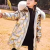2020 Fashion Winter Girl Clothes Warm Down Cotton Hooded Jacket Children Coat Parka Fake Fur Kids Teenager Thickening Outerwear LJ201120