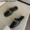 Tofflor Spring Flats Square Toe Tofflor Kvinnor Slip på Mules Casual Kvinna Skor Rivet Slides Utomhus Flip Flops Brand Sandal Mujer 220307