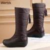 Nieuwe mode 2020 vacht vrouwelijke warme sneeuwlaarzen midden-kalf slip-on dames laarzen franje winter waterdicht platform schoenen bota's mujera405