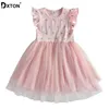 Dxton crianças vestidos de verão para crianças flare manga tutu vestido unicórnio meninas vestido vestidos menina princesa vestido crianças trajes lj200923