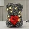 Valentine Day Led Bear Bear Foam Flower Party Decoration Lovely Teddy Clear Box Packing Light Luminous Heart Girlfriend Urodziny Ślubne 25cm Darmowe DHL HH21-873