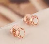 Presente Real Goldsilverrose Gold Plated Round Hollow Stud Dorp Charm Earrings Drop Brincos de marca Popular Brincos 3421576