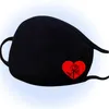masques de saint valentin coton rouge en forme de coeur imprimé masques noirs masques réutilisables anti-poussière chauds
