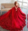 Robe de mariée florale rouge foncé 3D 2024 Off épaule plus taille Flowers fait des fleurs arabe Africain Bridal Robes Vestido de Novia Mariage