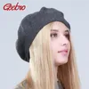 Geebro Women's Berets Hat Fashion Solid Color Wool Knitted Berets With Rhinestones Ladies French Artist Beanie Beret Hat GS108 Y200102
